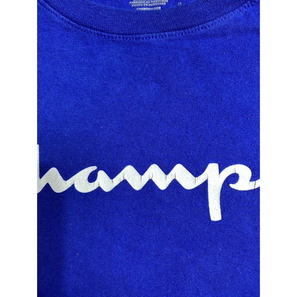 Champion Logo T Shirt Men's Small Blue Graphic Crew Neck Short Sleeve Tee - Picture 7 of 11